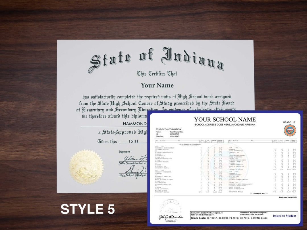 Stock High School Diploma and Transcript Package - Hey Congrats!