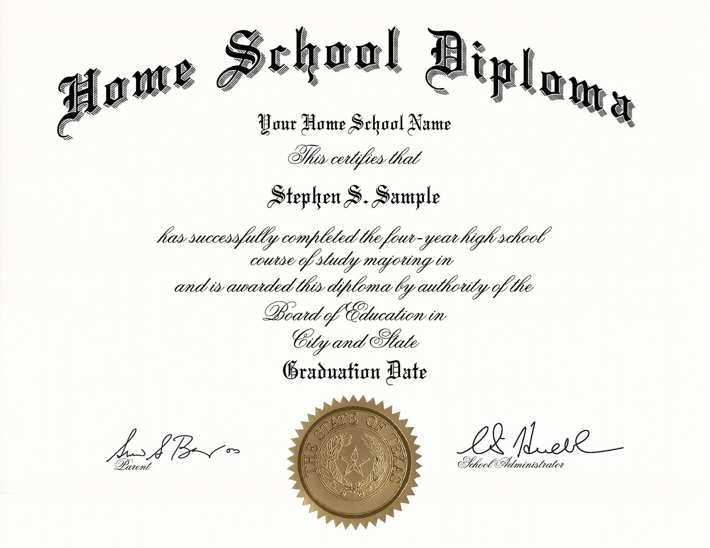 Homeschool Diploma Layout 2