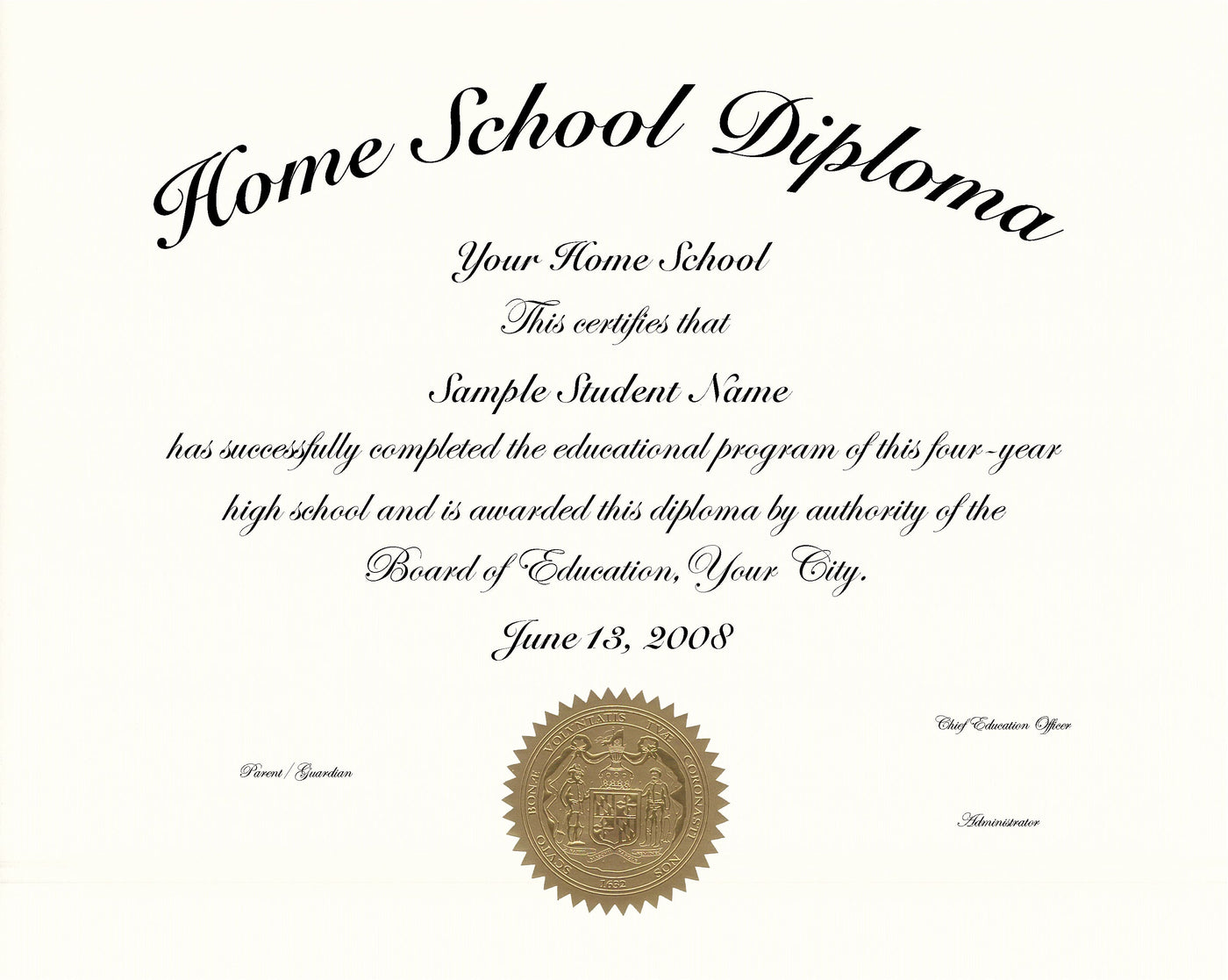 Homeschool Diploma Template for DIY