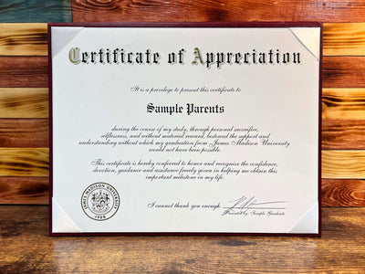 Certificate of Appreciation: Thank You For Your Support