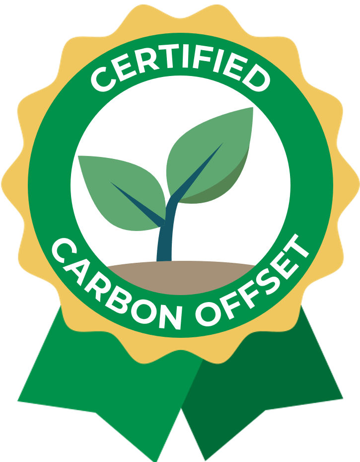 EcoCart carbon offset order label indicating a carbon-neutral order with eco-friendly branding and certification details.
